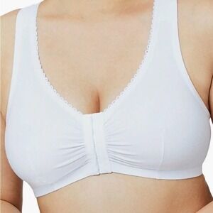 Glamorise Front-Close Cotton Blend T-Back Comfort Bra Women's 42DDF White